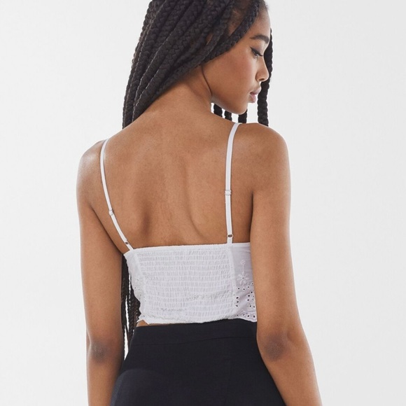 Bershka Swiss Embroidered Tank Top Bralette in White - Picture 4 of 14
